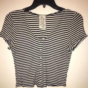 Striped button down crop top